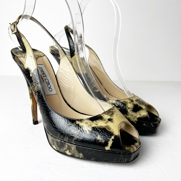 SZ 39 Jimmy Choo Peep Peep Toe Slingback Heels - Picture 1 of 10